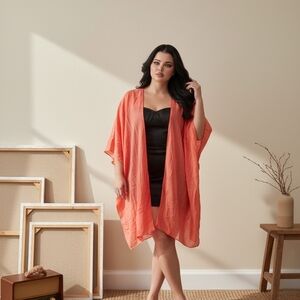 Coral Kimono Cover-Up